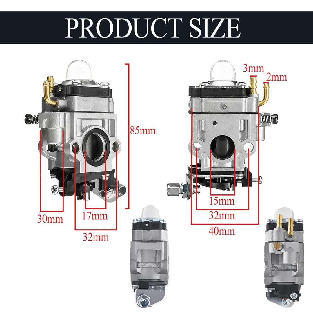 Carburateur Débroussailleuse 52cc 49cc 43cc, Kits de Carburateur pour Moteur avec Joint Tuyau Bougie d'allumage et Filtre à Essence pour Tondeuses à Gazon, Débroussailleuses et Tronçonneuses à Chaîne