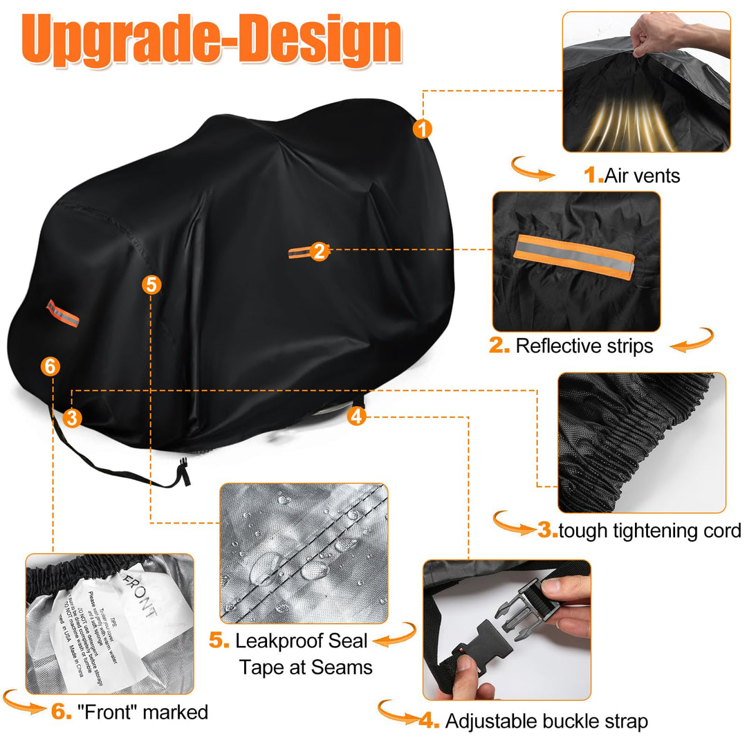 Housse de tondeuse à gazon d'extérieur imperméable et résistante en polyester Oxford 420D pour ponts jusqu'à 137,2 cm avec bande réfléchissante et boucle coupe-vent, protection UV universelle