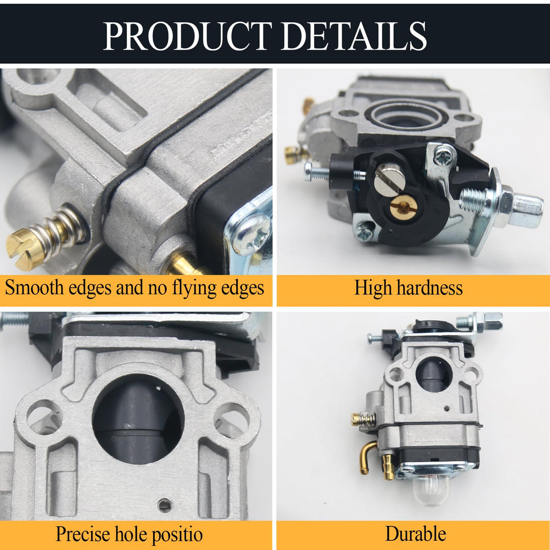 Carburateur Débroussailleuse 52cc 49cc 43cc, Kits de Carburateur pour Moteur avec Joint Tuyau Bougie d'allumage et Filtre à Essence pour Tondeuses à Gazon, Débroussailleuses et Tronçonneuses à Chaîne