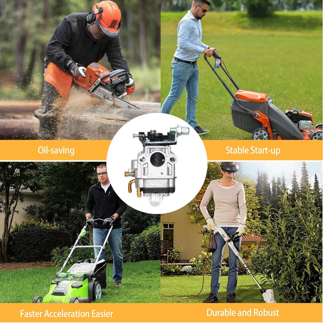 Carburateur Débroussailleuse 52cc 49cc 43cc, Kits de Carburateur pour Moteur avec Joint Tuyau Bougie d'allumage et Filtre à Essence pour Tondeuses à Gazon, Débroussailleuses et Tronçonneuses à Chaîne
