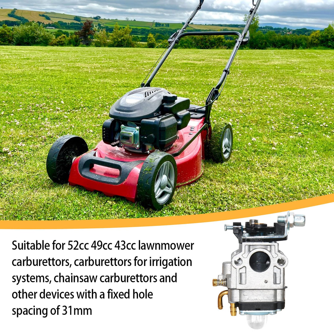 Carburateur Débroussailleuse 52cc 49cc 43cc, Kits de Carburateur pour Moteur avec Joint Tuyau Bougie d'allumage et Filtre à Essence pour Tondeuses à Gazon, Débroussailleuses et Tronçonneuses à Chaîne