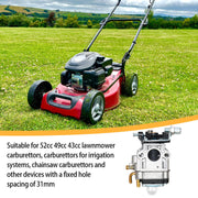 Carburateur Débroussailleuse 52cc 49cc 43cc, Kits de Carburateur pour Moteur avec Joint Tuyau Bougie d'allumage et Filtre à Essence pour Tondeuses à Gazon, Débroussailleuses et Tronçonneuses à Chaîne