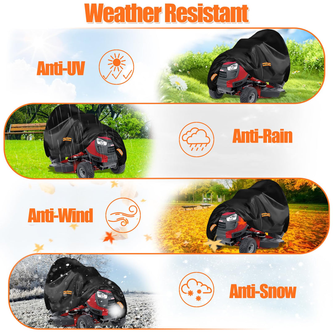 Housse de tondeuse à gazon d'extérieur imperméable et résistante en polyester Oxford 420D pour ponts jusqu'à 137,2 cm avec bande réfléchissante et boucle coupe-vent, protection UV universelle