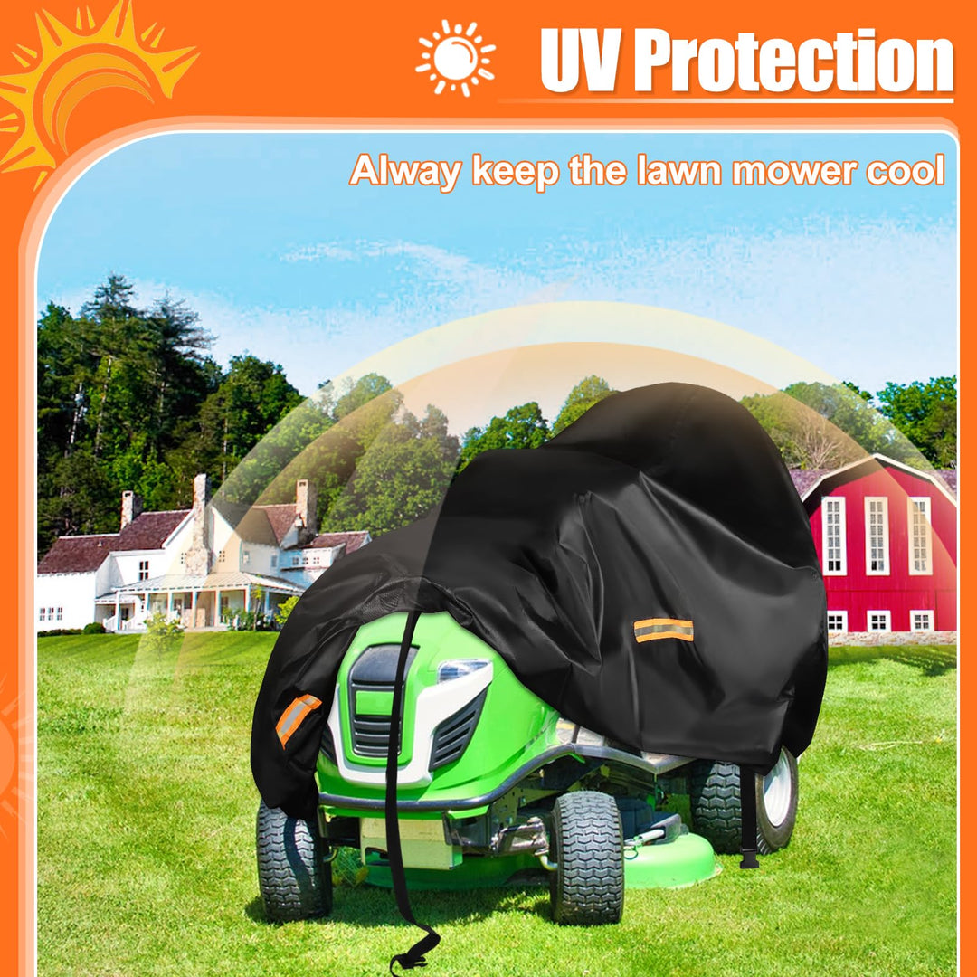 Housse de tondeuse à gazon d'extérieur imperméable et résistante en polyester Oxford 420D pour ponts jusqu'à 137,2 cm avec bande réfléchissante et boucle coupe-vent, protection UV universelle