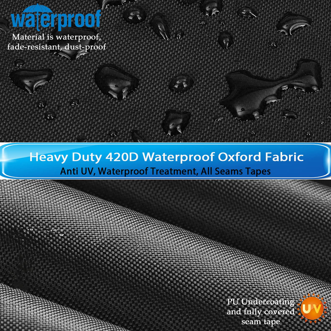 Housse de tracteur de jardin, Housse tondeuse autoportée, Bâche en tissu Oxford 420D coupe-vent, Anti-pluie, Anti-poussière et anti-UV (L264 x W100 x H130CM)