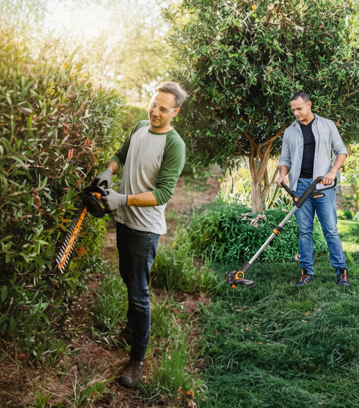20V 12'' Cordless String Trimmer, 360 CFM Leaf Blower & 22'' Hedge Trimmer Combo, 2 Batteries & Charger Included, WG931