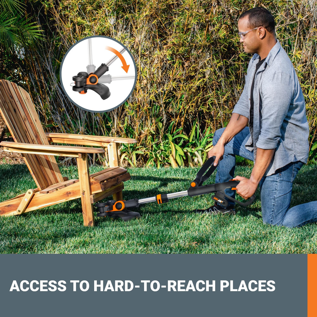 20V 12'' Cordless String Trimmer, 360 CFM Leaf Blower & 22'' Hedge Trimmer Combo, 2 Batteries & Charger Included, WG931